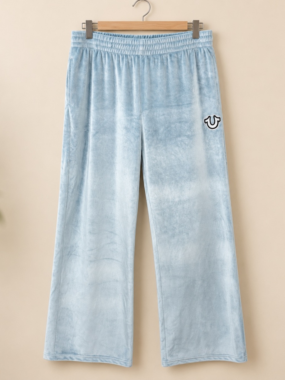 True Religion Women’s 2XL Soft Aqua Velour Wide Leg Lounge Pants Y2K